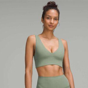 NWT Lululemon Align V Neck Bra C/D Size 4 in Green Eucalyptus Light Support
